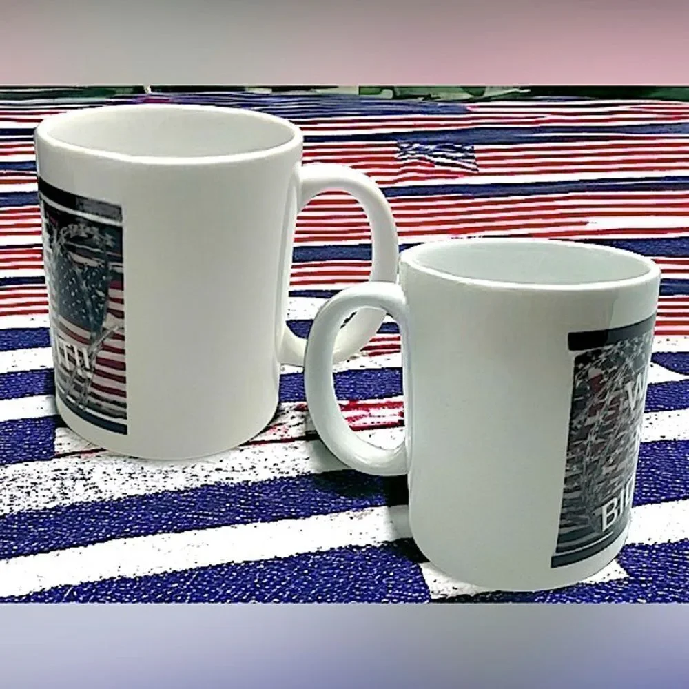 WE’RE NOT BIDEN IT!! l USA Flag in Razor Wire Statement Mug l  11 oz. l New